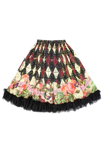 [2a mano] Falda Antique Cross Negro x Granate - Triple Fortune