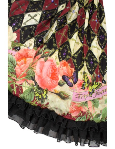 [Second hand] Antique Cross Black x Garnet Skirt - Triple Fortune