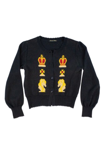[2a mano] Cardigan de Punto Chess Pattern en Negro - Innocent World
