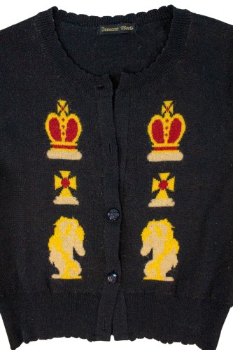 [Second Hand] Chess Pattern Knit Cardigan in Black - Innocent World 2