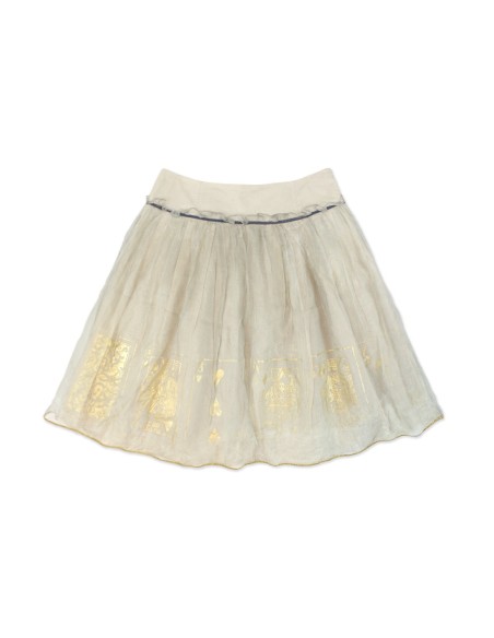 [2nd hand] Golden Playing Cards Skirt with Tulle in Beige - Jane Marple