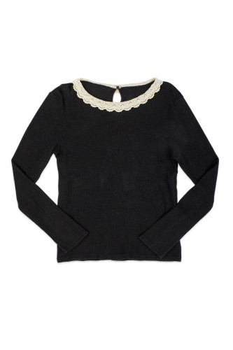 [2nd hand] Long Sleeve Lace Cutsew in Black - Franche Lippée