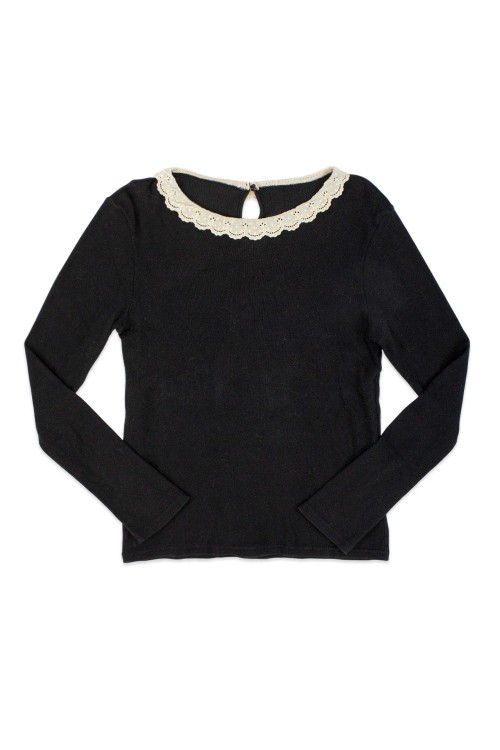 [2nd hand] Long Sleeve Lace Cutsew in Black - Franche Lippée