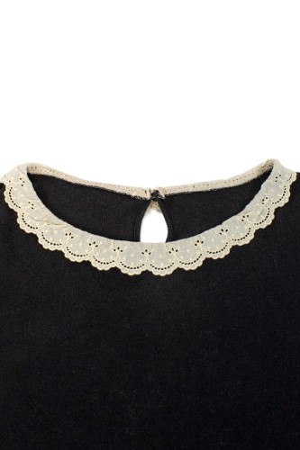 [2a mano] Cutsew de Manga Larga de Puntilla en Negro - Franche Lippée 2