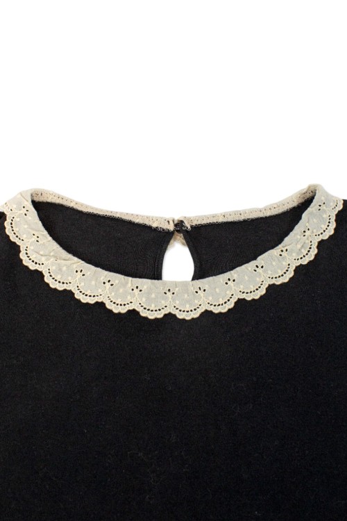 [2nd hand] Long Sleeve Lace Cutsew in Black - Franche Lippée