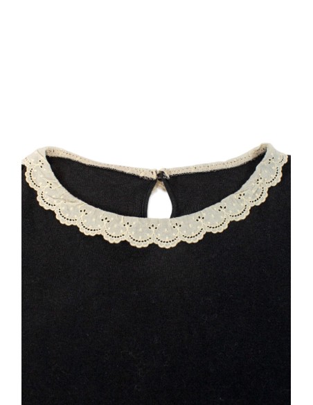 [2nd hand] Long Sleeve Lace Cutsew in Black - Franche Lippée