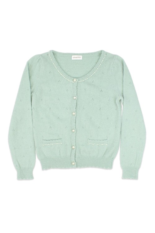 [2a mano] Cárdigan de Punto con Perlas en Menta - Lodispotto