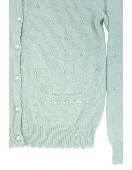 [Second Hand] Mint Pearl Knit Cardigan - Lodispotto