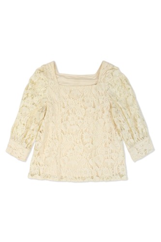 [Second Hand] Cream Floral Lace Blouse - Axes Femme