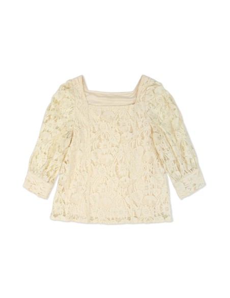 [2a mano] Blusa de Encaje Floral en Crema - Axes Femme