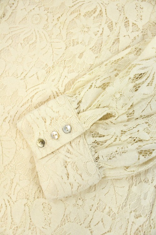 [Second Hand] Cream Floral Lace Blouse - Axes Femme