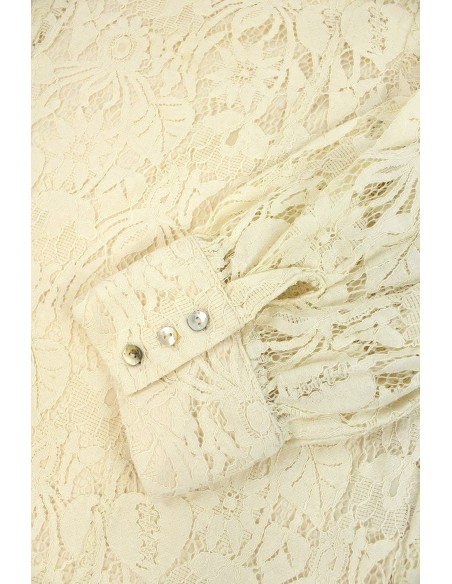 [Second Hand] Cream Floral Lace Blouse - Axes Femme