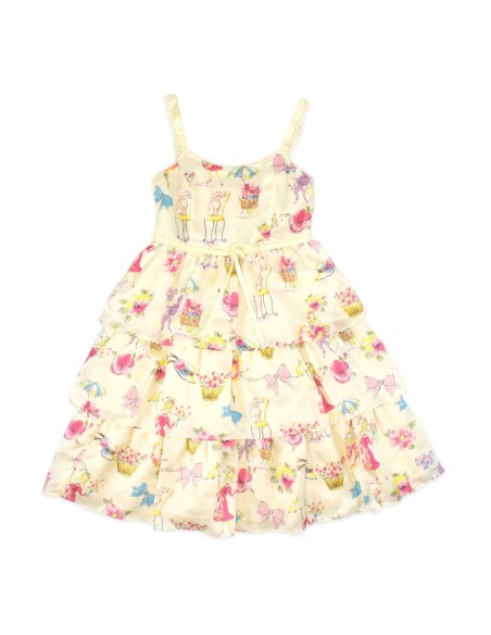 [Second Hand] JSK Ballerina Print Dress in Cream - Emily Temple Cute