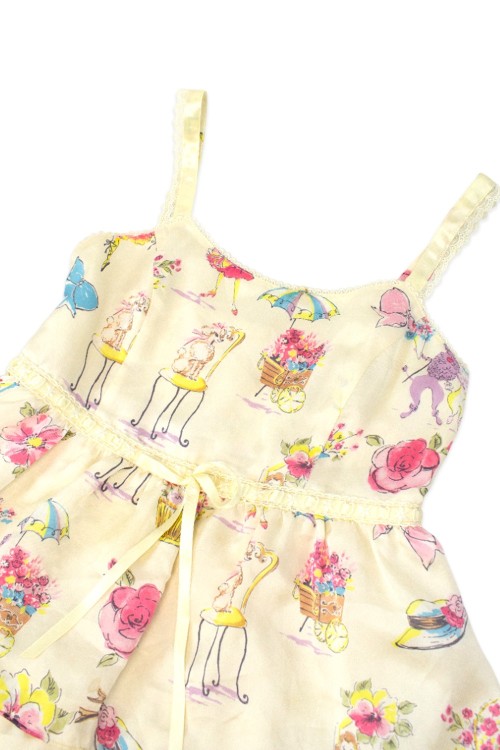 [Second Hand] JSK Ballerina Print Dress in Cream - Emily Temple Cute