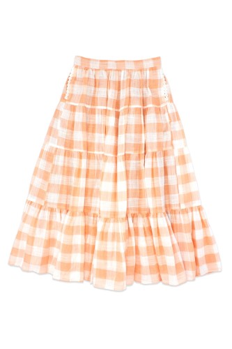 [Second hand] Salmon Ginham Maxi Skirt - Axes Femme