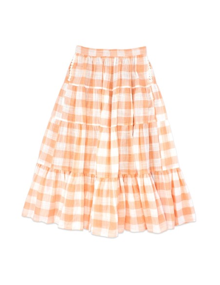 [Second hand] Salmon Ginham Maxi Skirt - Axes Femme