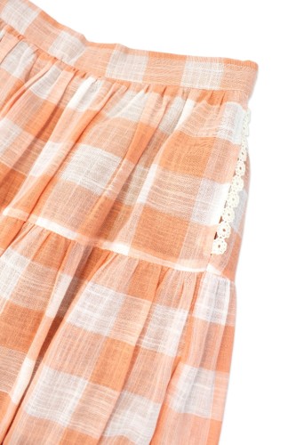 [Second hand] Salmon Ginham Maxi Skirt - Axes Femme 2