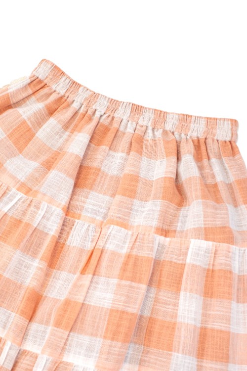 [2a mano] Falda Maxi Ginham en Salmón - Axes Femme