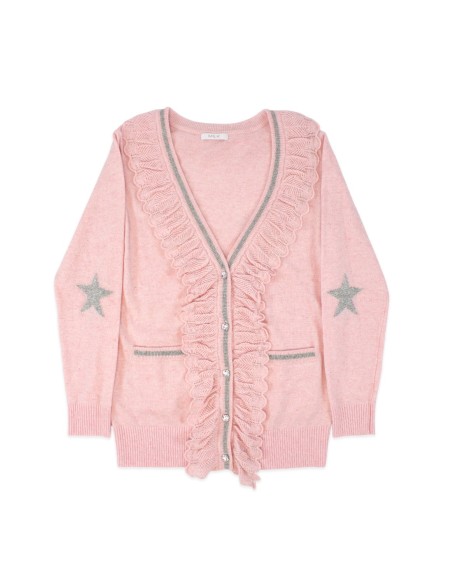[Second Hand] Knitted Cardigan with Silver Stars in Pink - MILK