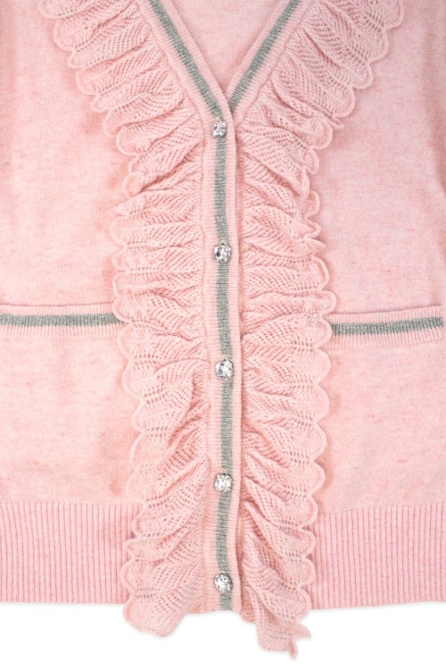 [Second Hand] Knitted Cardigan with Silver Stars in Pink - MILK