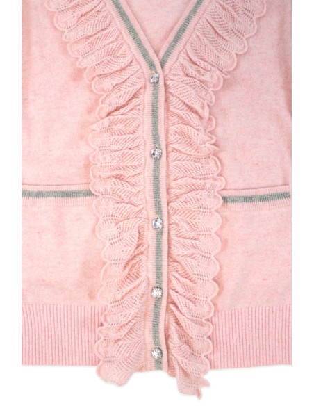 [Second Hand] Knitted Cardigan with Silver Stars in Pink - MILK