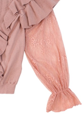 [2a mano] Top de Punto con Mangas de Encaje Floral en Rosa Dusty - Axes Femme 2