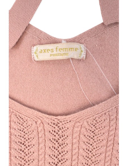 [2a mano] Top de Punto con Mangas de Encaje Floral en Rosa Dusty - Axes Femme