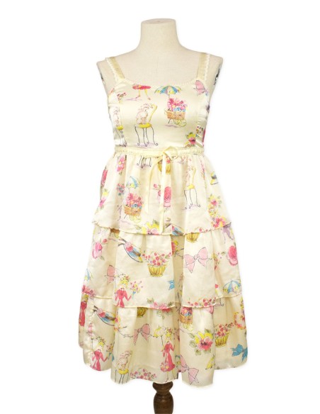 [2a mano] Vestido JSK Ballerina Print en Crema - Emily Temple Cute