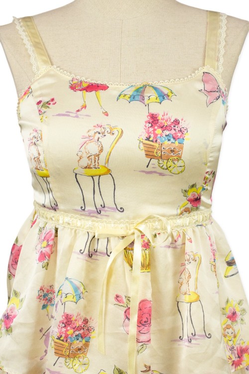 [Second Hand] JSK Ballerina Print Dress in Cream - Emily Temple Cute