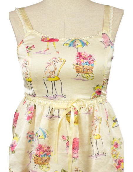[Second Hand] JSK Ballerina Print Dress in Cream - Emily Temple Cute