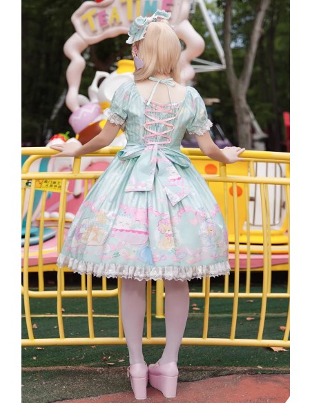 OP Lolita Dolly Macaron Dress in Mint + Headbow - Infanta