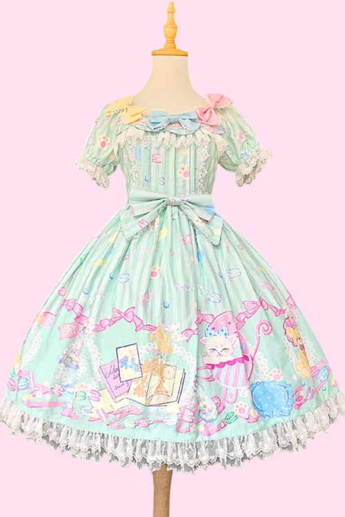 OP Lolita Dolly Macaron Dress in Mint + Headbow - Infanta