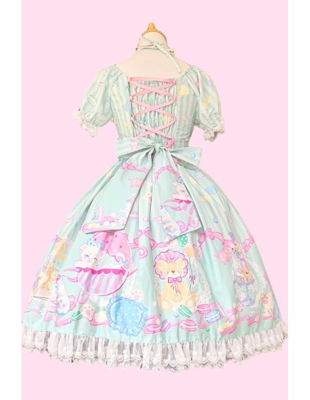 Vestido OP Lolita Dolly Macaron en Menta + Headbow - Infanta