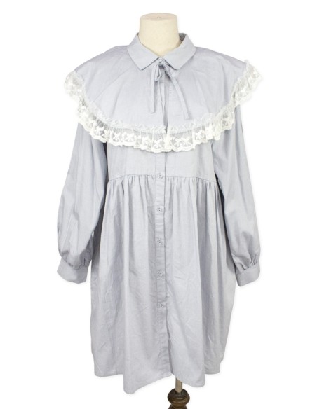 [Second Hand] Shirt Dress with Cape in Blue - Merry Jenny