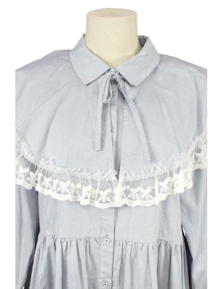 [Second Hand] Shirt Dress with Cape in Blue - Merry Jenny