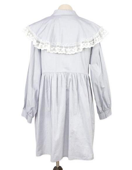 [Second Hand] Shirt Dress with Cape in Blue - Merry Jenny