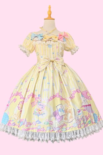 OP Lolita Dolly Macaron Dress in Yellow + Headbow - Infanta