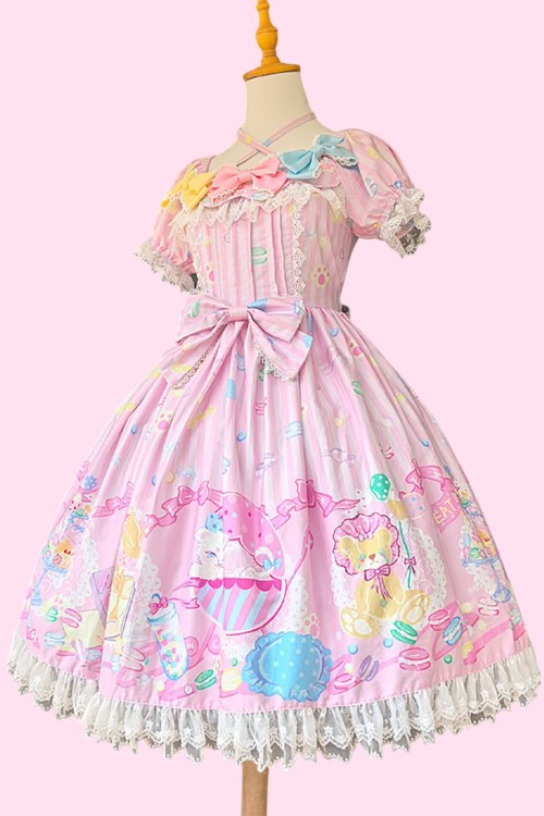 OP Lolita Dolly Macaron Dress in Pink + Headbow - Infanta