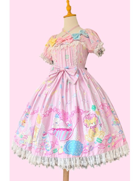 Vestido OP Lolita Dolly Macaron en Rosa + Headbow - Infanta