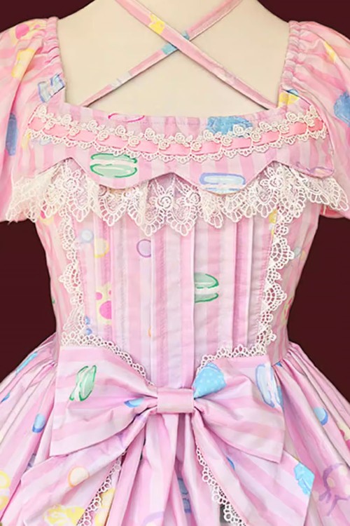 Vestido OP Lolita Dolly Macaron en Rosa + Headbow - Infanta