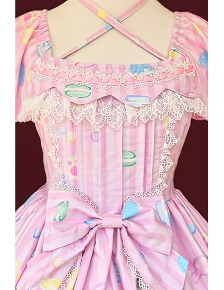 Vestido OP Lolita Dolly Macaron en Rosa + Headbow - Infanta
