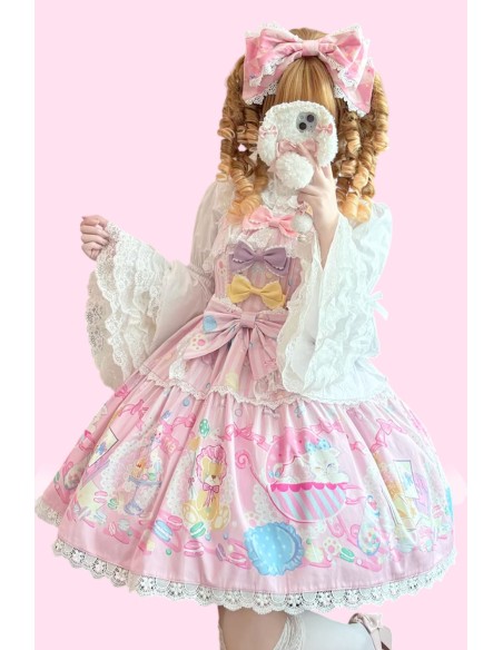 Vestido Lolita JSK Dolly Macaron + Lazo en Rosa - Infanta