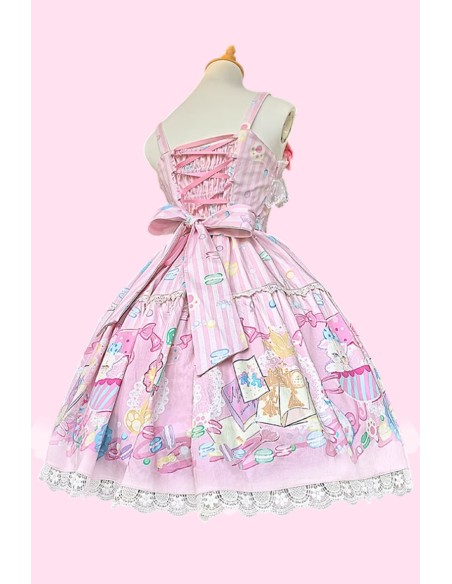 Lolita Dress JSK Dolly Macaron  + Head Bow in Pink - Infanta