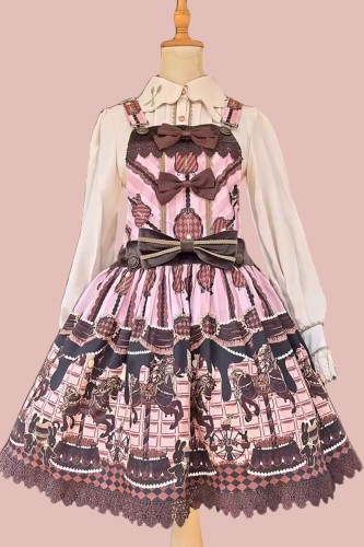 Vestido Lolita Salopette Choco Horse en Rosa - Infanta