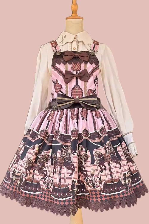 Vestido Lolita Salopette Choco Horse en Rosa - Infanta