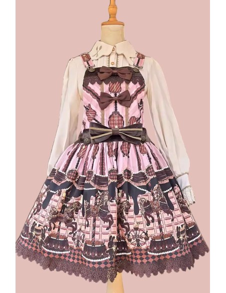 Lolita Salopette Choco Horse Dress in Pink - Infanta