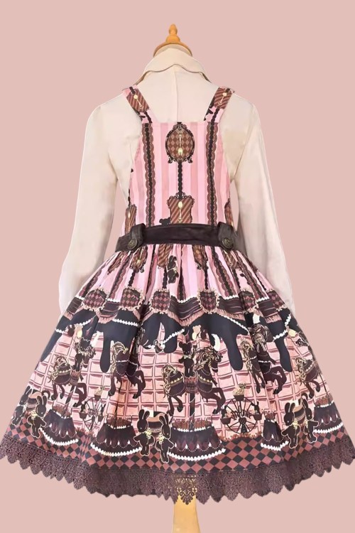 Vestido Lolita Salopette Choco Horse en Rosa - Infanta