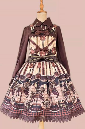 Vestido Lolita Salopette Choco Horse en Beige - Infanta