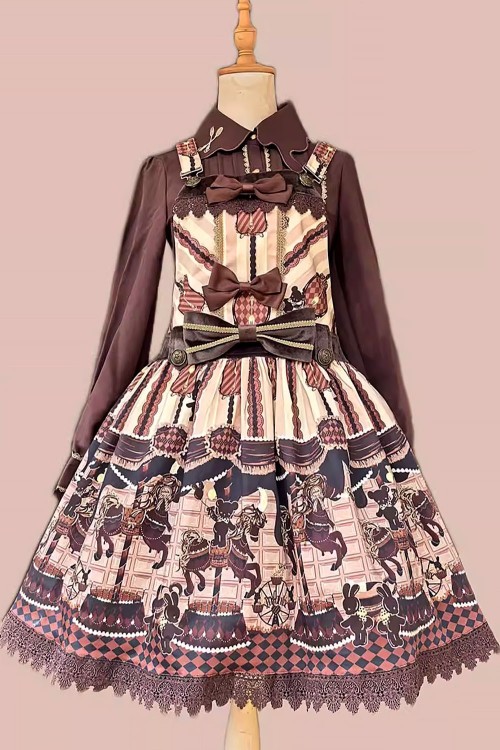 Vestido Lolita Salopette Choco Horse en Beige - Infanta