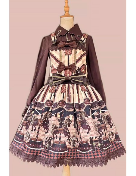 Vestido Lolita Salopette Choco Horse en Beige - Infanta